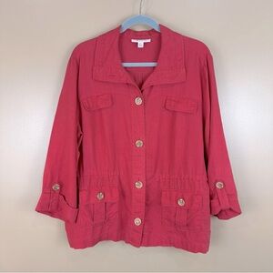 JM Collection Red Linen Lightweight Jacket 18 Coastal Beach